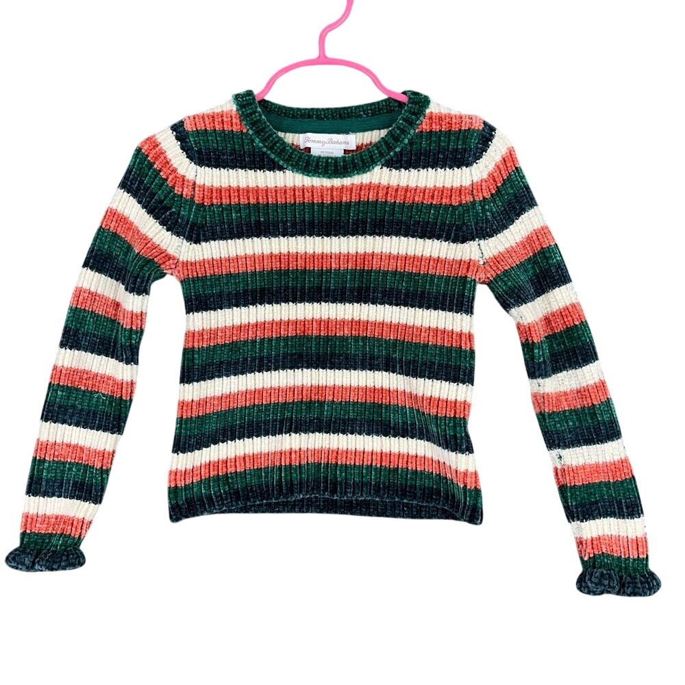 Tommy Bahama Girls‎ Striped Sweater Youth XS 4 Ribbed Cropped School Casual